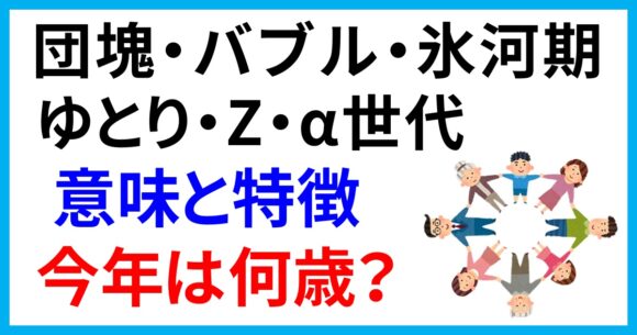 団塊・バブル・氷河期・ゆとり・Z・α世代の意味と特徴とは？