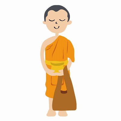 裸足で寺の外を裸足で歩く僧侶