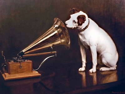 日本ビクターのトレードマーク、蓄音機を聞く犬