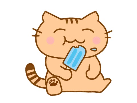 アイスを食べる猫
