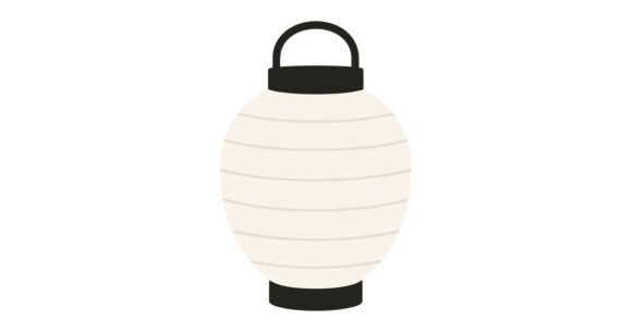 新盆・初盆で飾る白提灯(白紋天)のイラスト