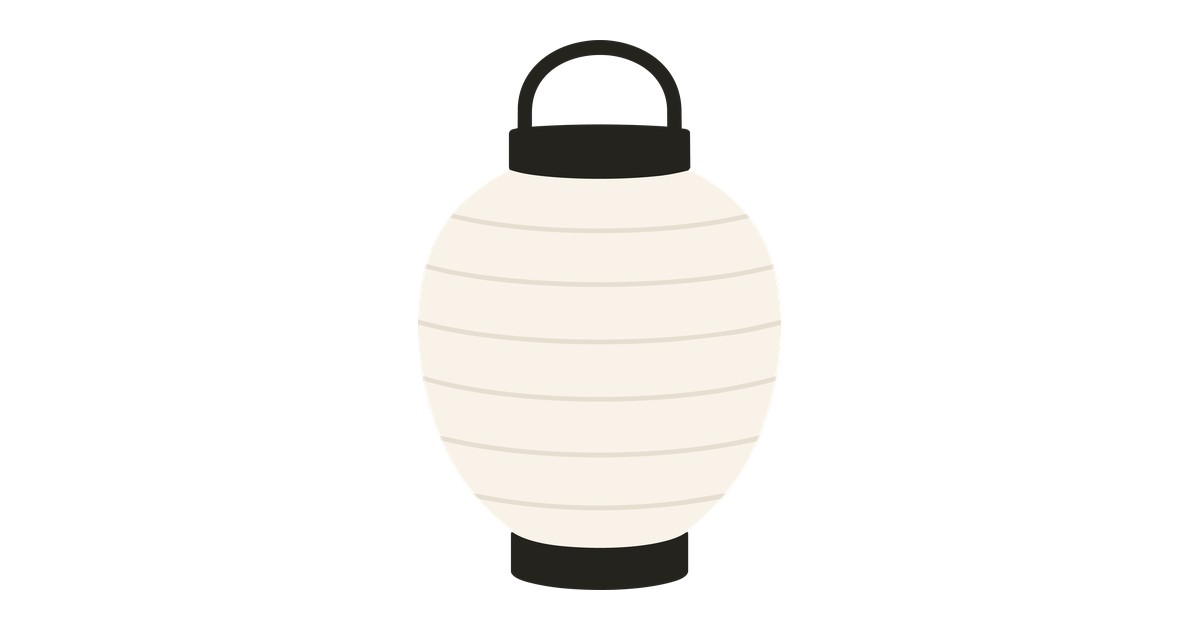 新盆・初盆で飾る白提灯（白紋天）のイラスト