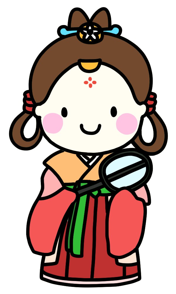 腰から下に赤い裳をまとった奈良時代の女性のイラスト